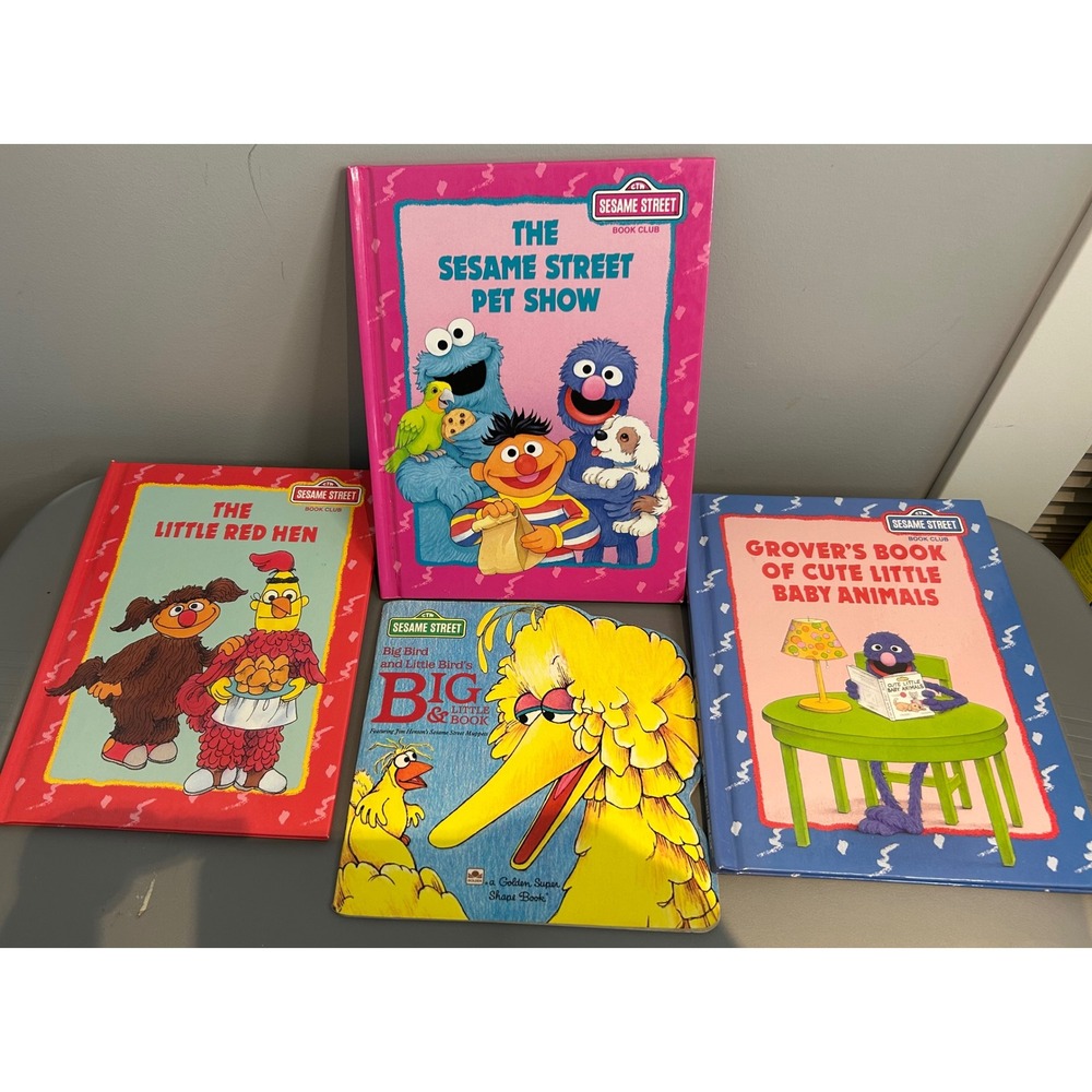 Vintage Sesame Street Book Lot of 4 Big Bird Grover Pet Show 1980s 1990s Muppets
